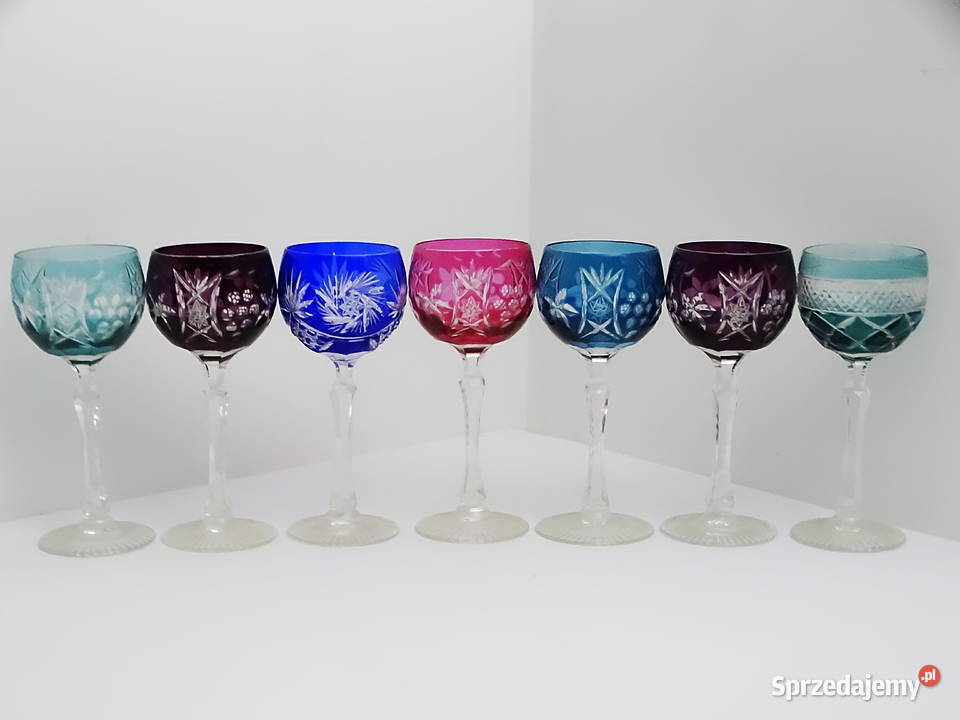 Kieliszki kryształowe kolorowe zestaw 7 sztuk lubelskie sprzedam