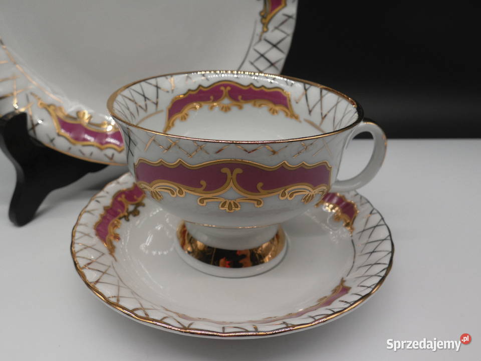 Porcelanowe Trio Śniadaniowe CHODZIEŻ Purpura i Raszków sprzedam
