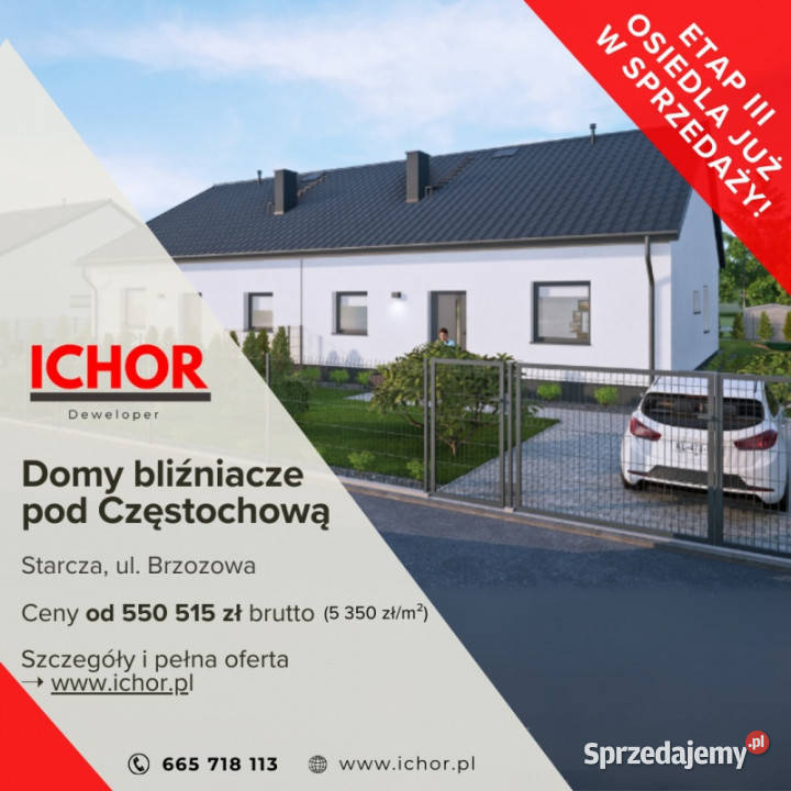 Dom Starcza Brzozowa 30 ICHOR Deweloper 5344zł/m2 Sprzedaż śląskie