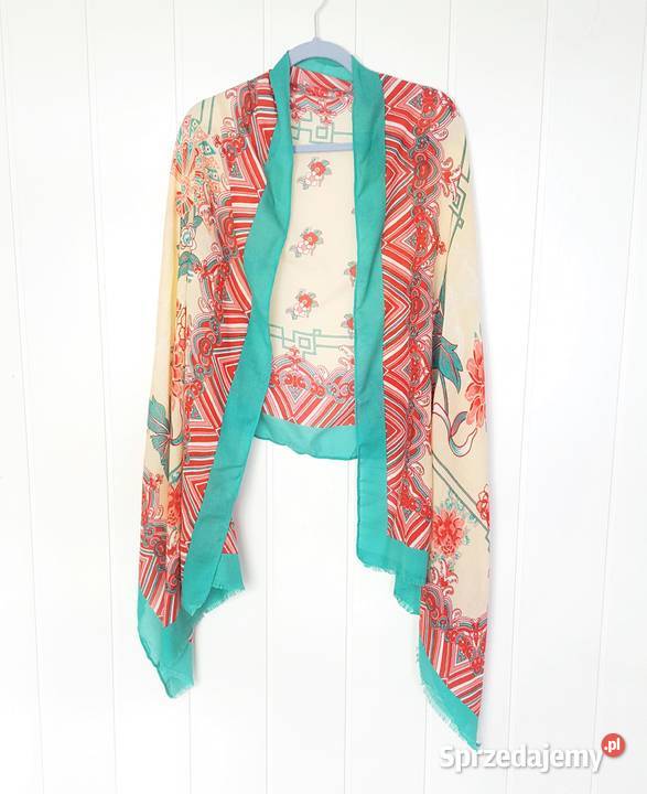 Nowy lekki szal tkany z wełną orientalny beżowy Szczecin