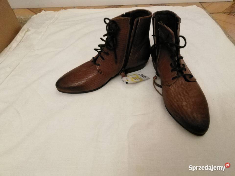 Śliczne trzewiki brązowa skóra naturalna miękkie