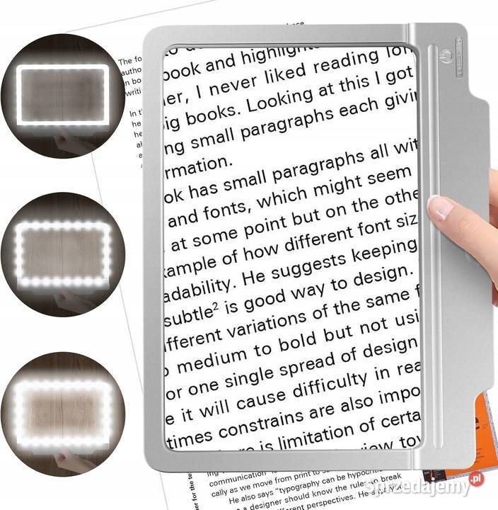 Lupa bezdotykowa 5x z podświetleniem LED i Myszyniec