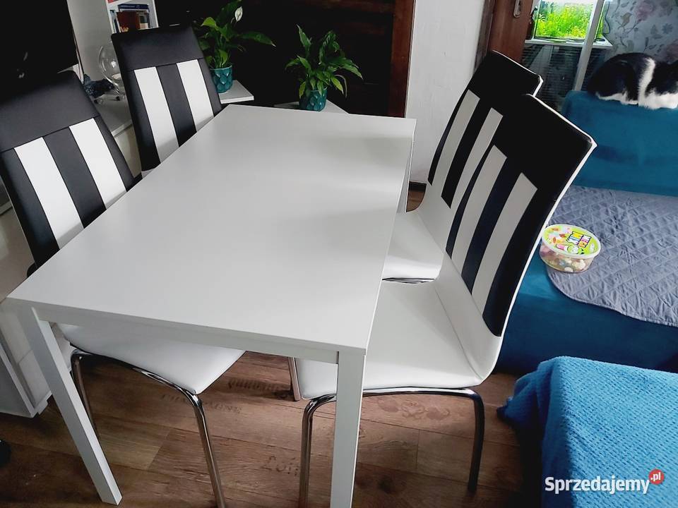 Stół biały rozkładany z krzesłami śląskie Bielsko-Biała