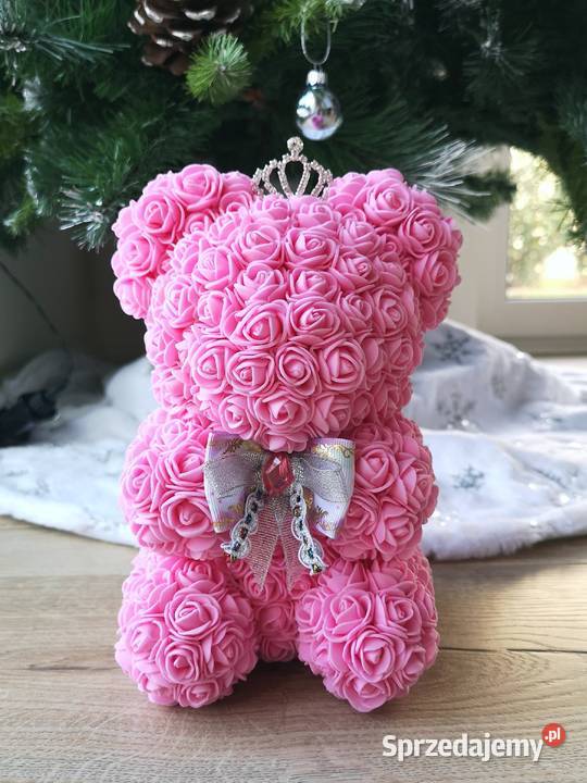 Miś z róż piankowych różowy wys 23 mazowieckie Otrębusy