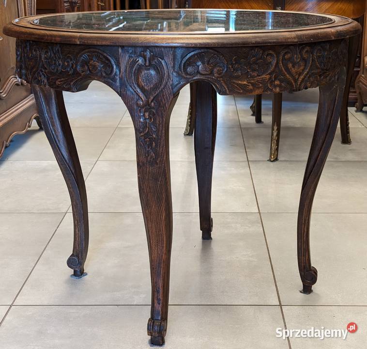 Wspaniały okrągły stolik ludwikowski dąbsklep Dąbrowa Górnicza