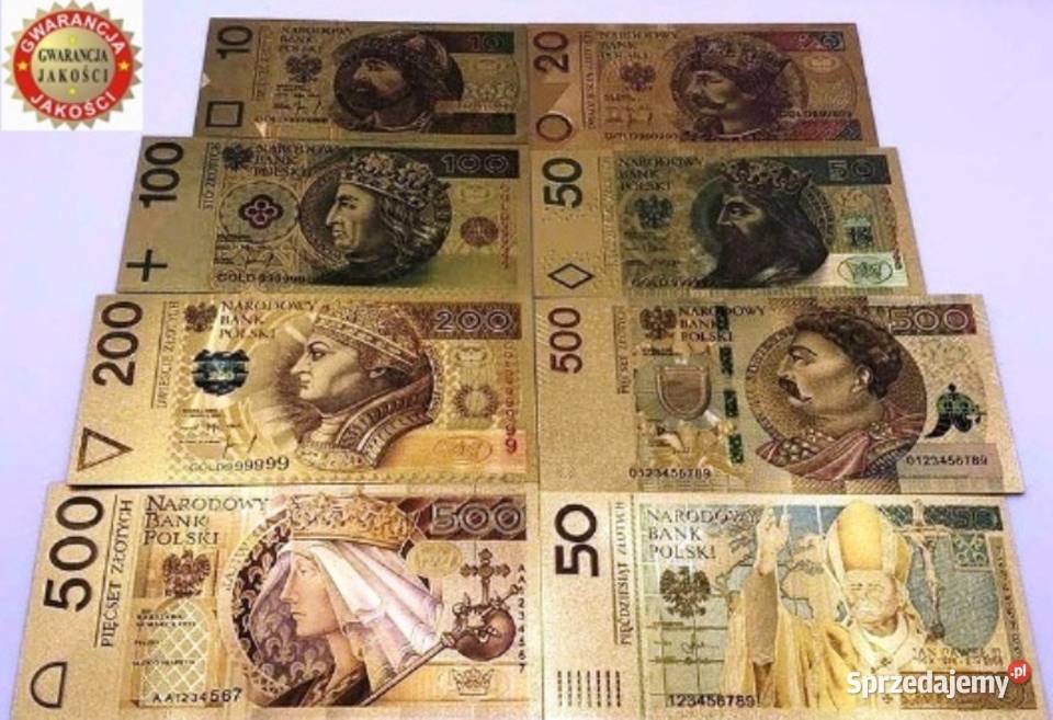 ZŁOTE Banknoty 24 Karat Dolar Euro Jan Paweł śląskie Sosnowiec sprzedam