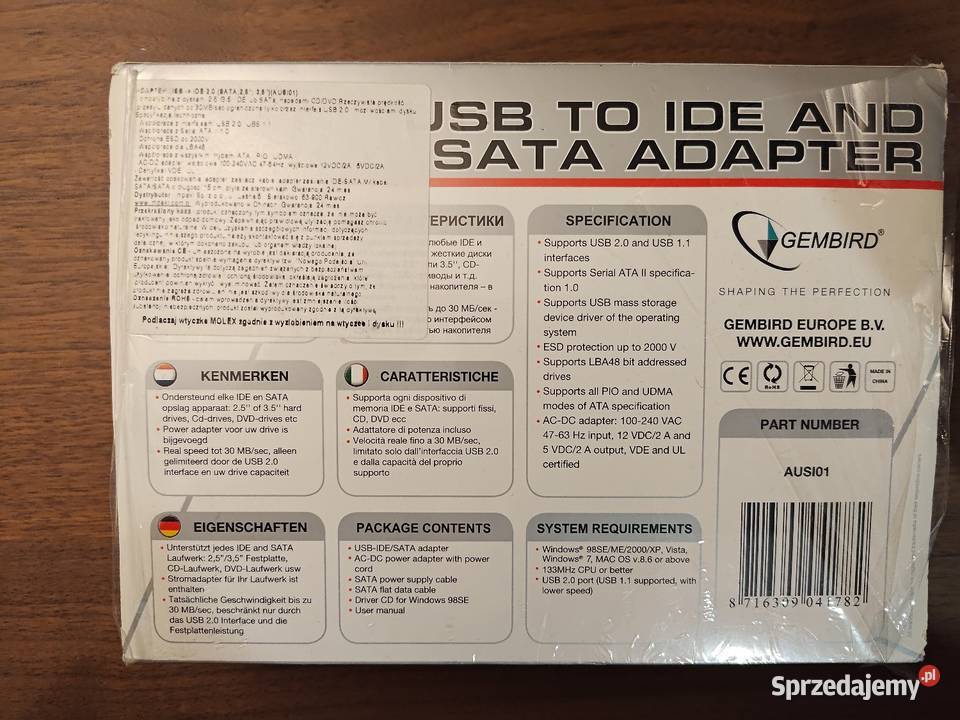 Adapter USB 20 do IDESATA2535 Gembird Sławków sprzedam