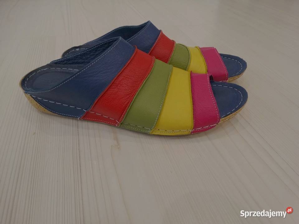 Buty Klapki Skórzane Skóra Naturalna Wygodny Łomża sprzedam
