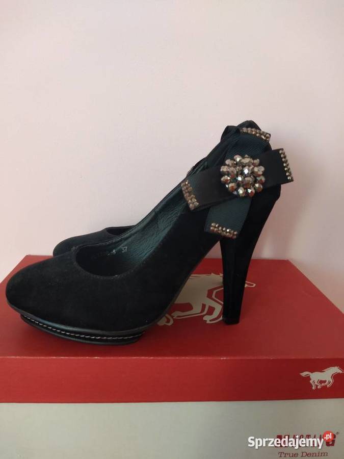 Eleganckie czarne szpilki 37 z kokardą nowe 25 Radom