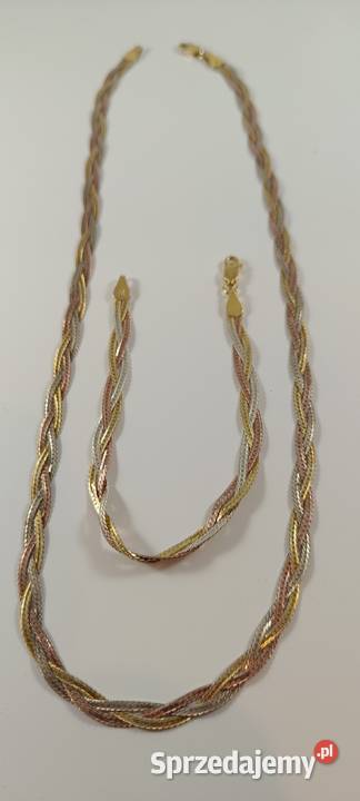 Łańcuszek z bransoletką Płaska pleciona taśma Zegarki i Biżuteria Brwinów