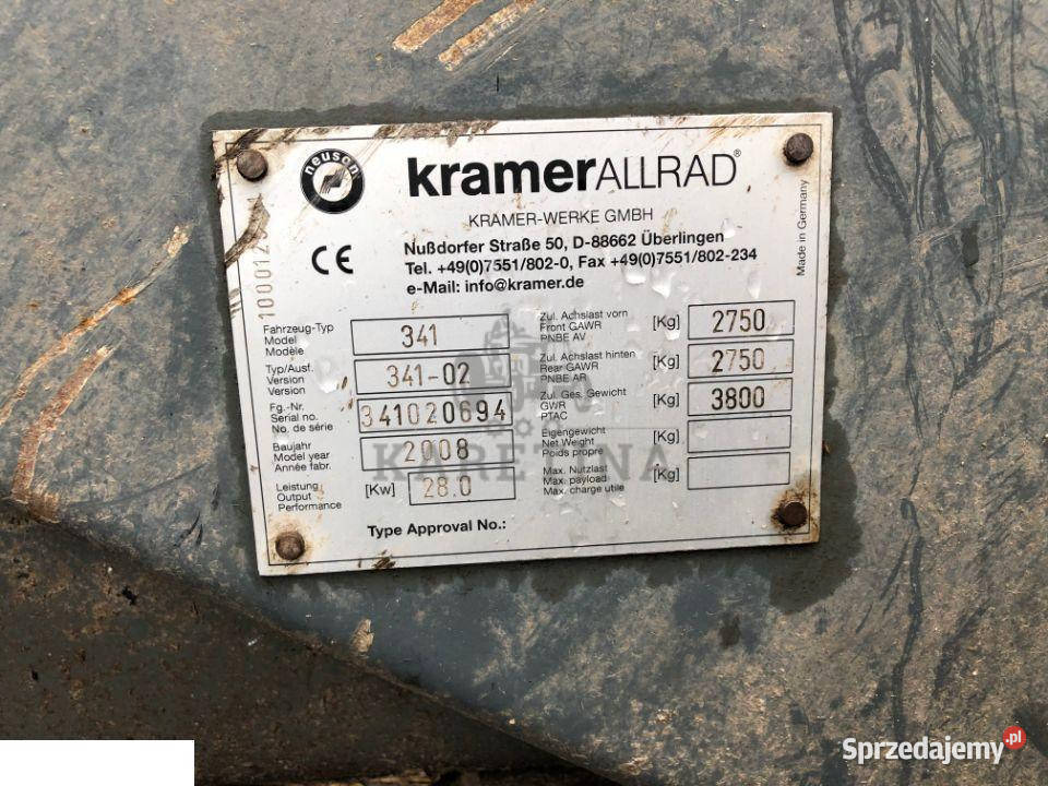Kramer Allrad 280 34102 Radlader Części Zwolnica Jastrzębniki