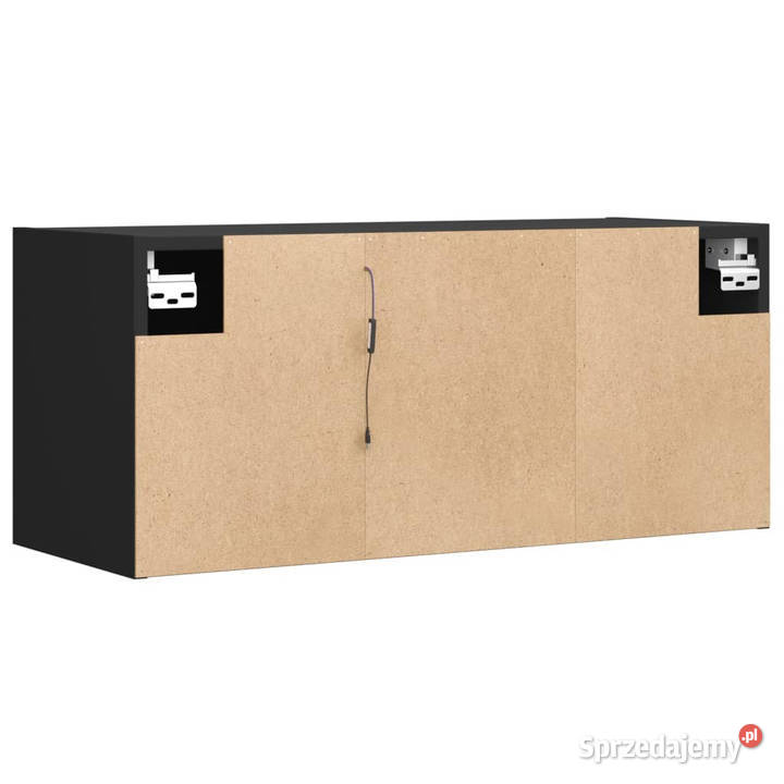 Ścienna szafka TV z LED czarna 80x31x35 WM852258 Dom i Ogród