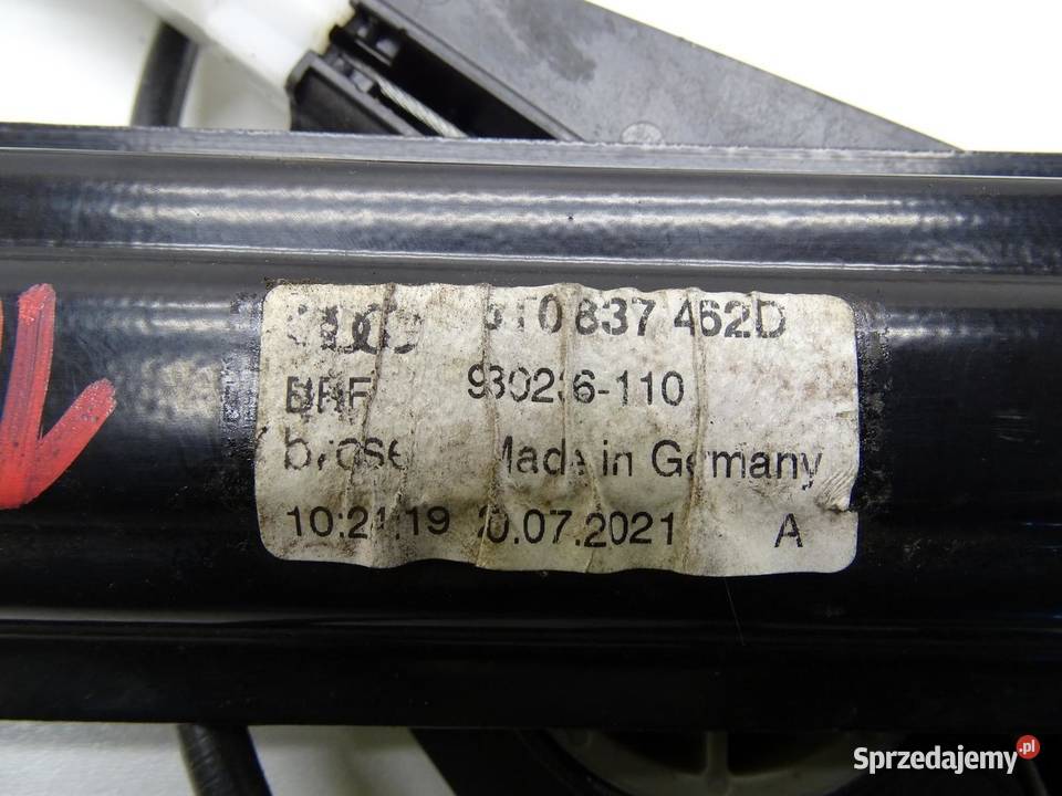 MECHANIZM PODNOŚNIK SZYB PRAWY PRZÓD 8T0837462D