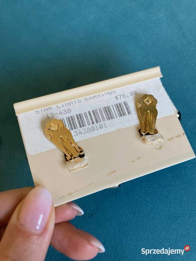 Nowe designerskie czarne złote klipsy vintage podkarpackie