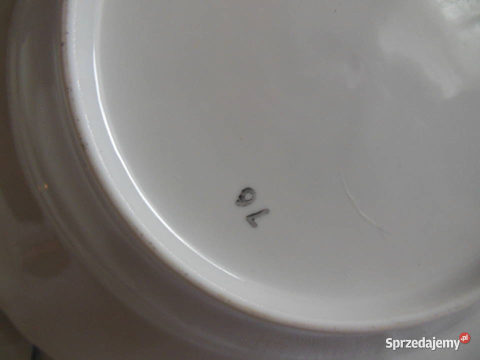 Talerze głębokie w szare kwiaty PRL 2 Kielce