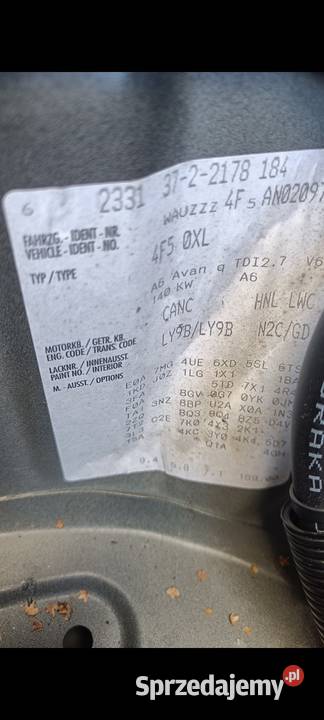 Silnik kompletny Audi A6 C6 27 2009r CANC 2009 Rok produkcji 2009 Przemyśl