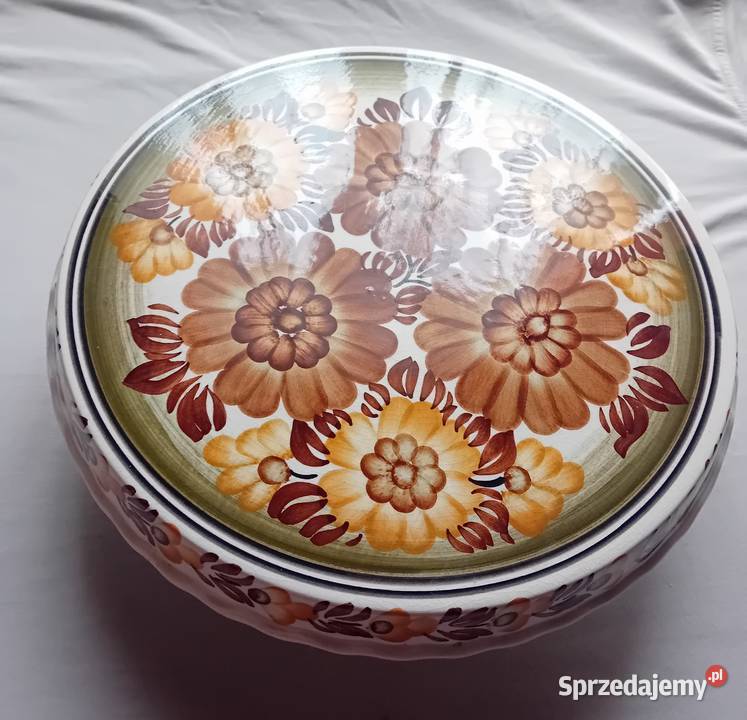 Ręcznie malowana fajansowa patera na stopie ZF Koźminek sprzedam