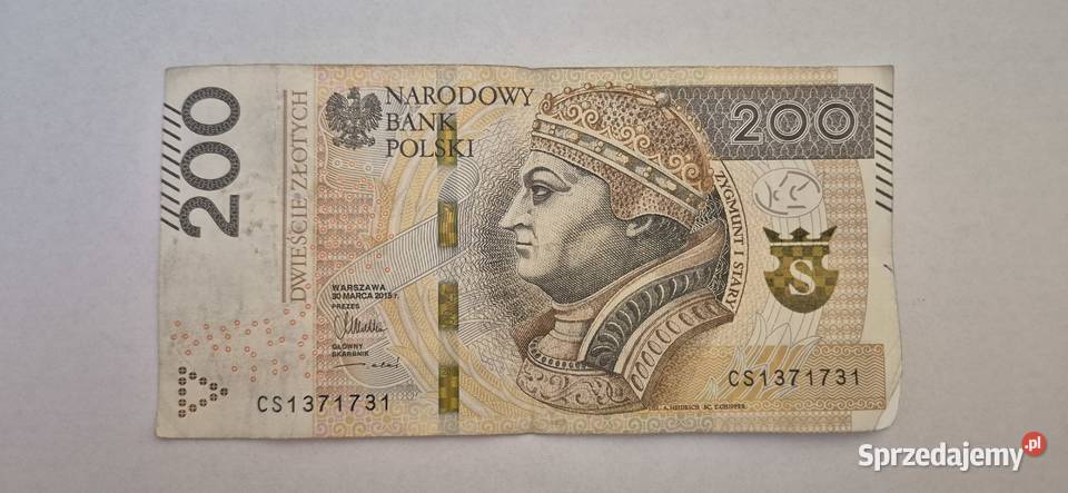 Banknot 200 obiegowy CS1371731 ładny radar Białystok