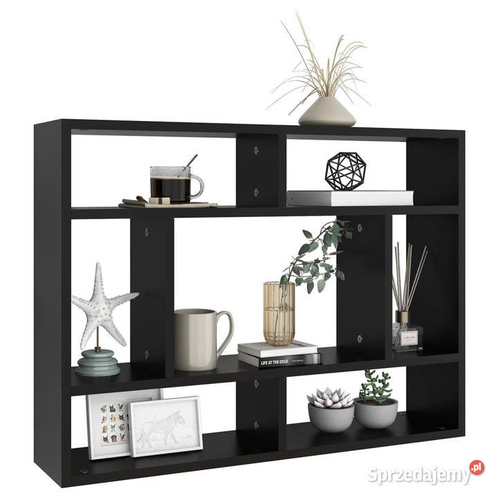 Półka ścienna czarna 75x16x55 materiał Warszawa