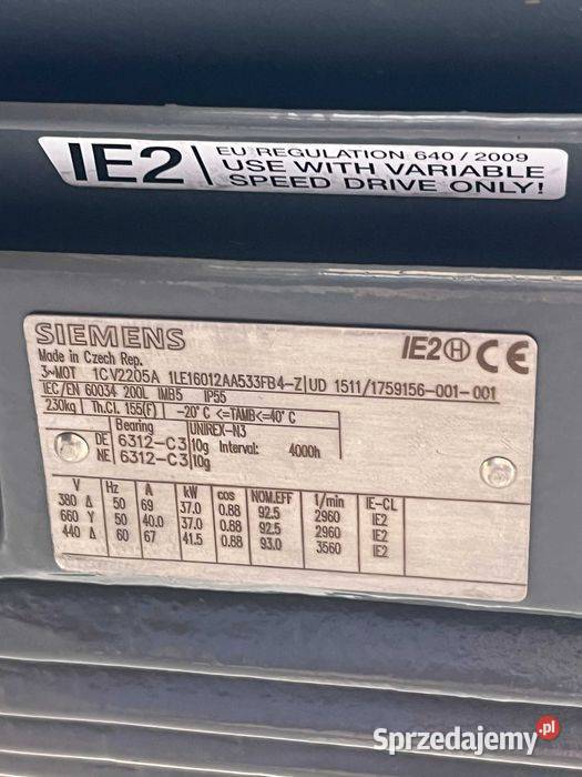 Silnik Elektryczny Siemens 37kW 2960obrmin Nowy Tuliszków