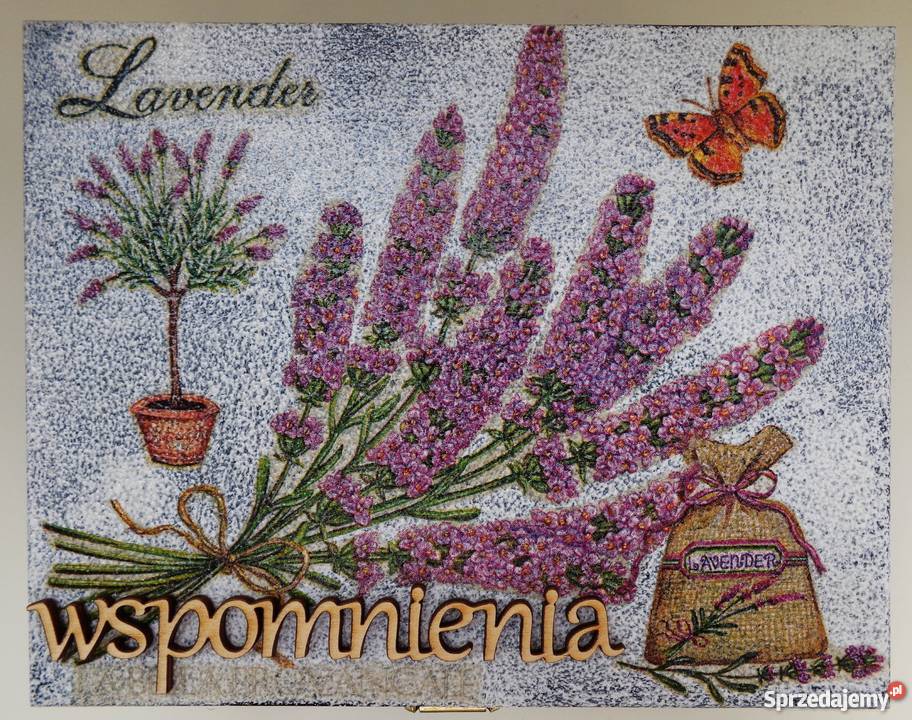 Drewniana ozdobna LAWENDA skrzyneczka na skarby Warszawa
