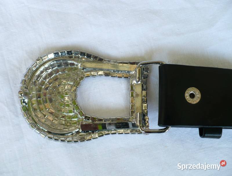 pasek damski czarny z przepiękną klamrą Suwałki