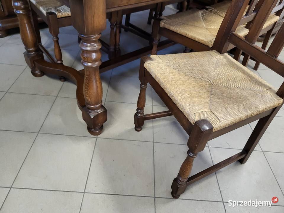 Ładna jadalnia 100 dębowa komoda witryna stół 6 Dom i Ogród