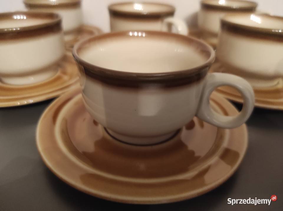 Filiżanki Dana porcelit Pruszków odcienie brązowego