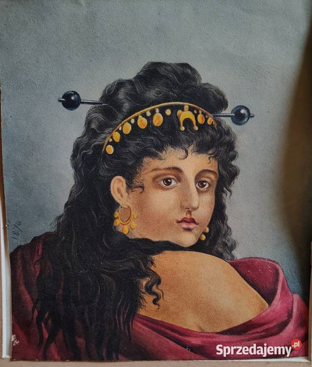 Stary obraz akwarela Kartuzy