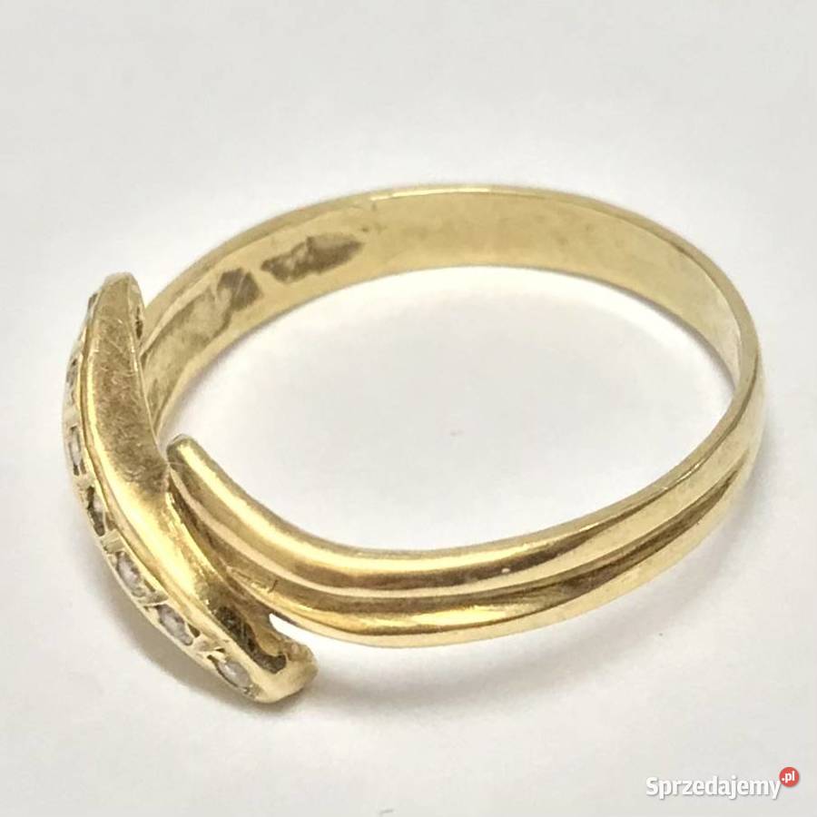Złoty pierścionek 585 14K cyrkonie elegancki Biżuteria Warszawa