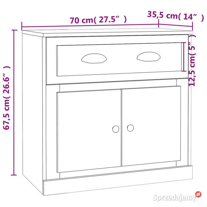 Szafka przydymiony dąb 70x355x675 WM816429 Warszawa