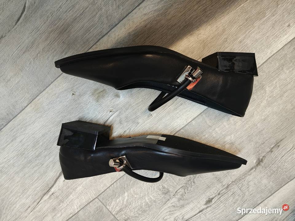 3940 Czarne baleriny wieczorowe niskie czółenka 25.5cm Balerinki Kraków sprzedam