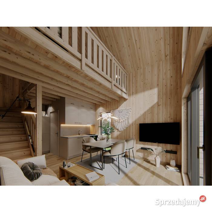 Drewniany domek szkieletowy z antresolą 25 m2 Architektura ogrodowa warmińsko-mazurskie