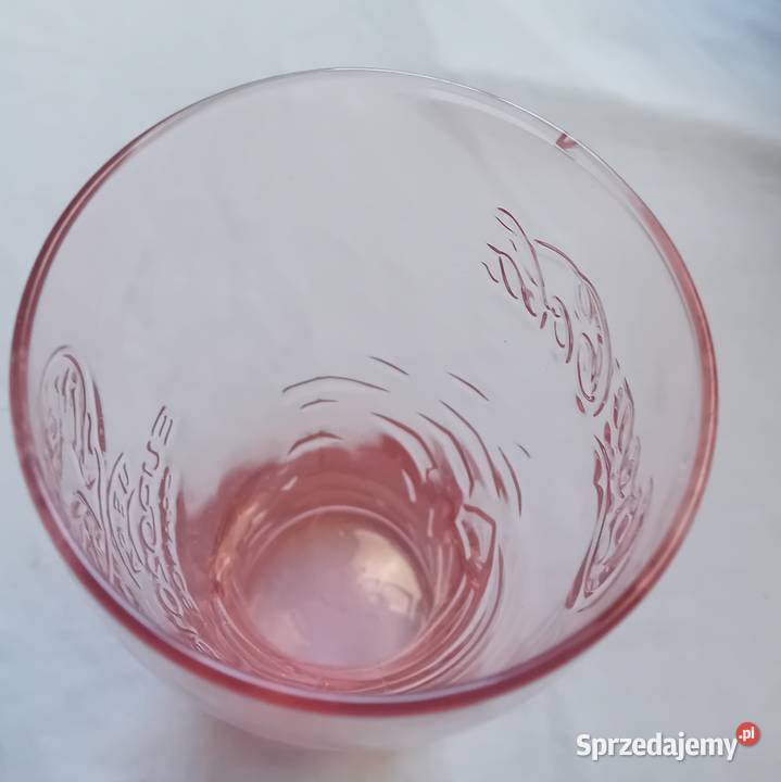Różowa kolekcjonerska szklanka Coca Cola UEFA wielkopolskie Koźminek