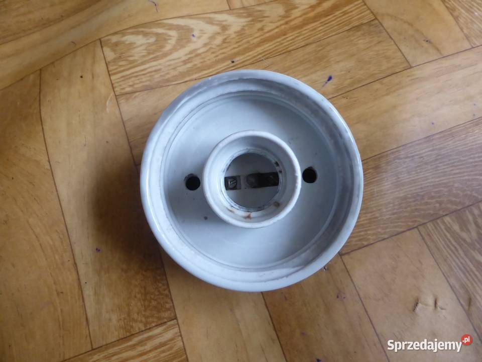 Stara lampa ukośna z kloszem z grubego szkła Głuchołazy