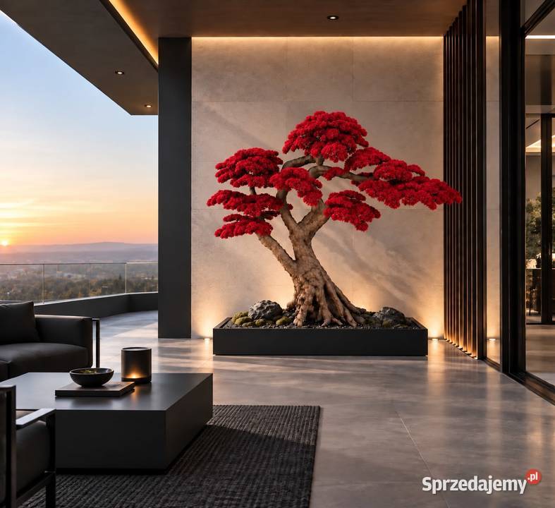 Czerwone sztuczne drzewko bonsai 150 200