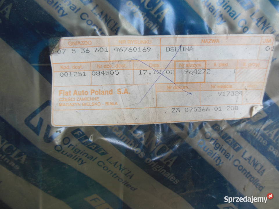OSŁONA POD SILNIK FIAT STILO 01 07 46760169 osobowe