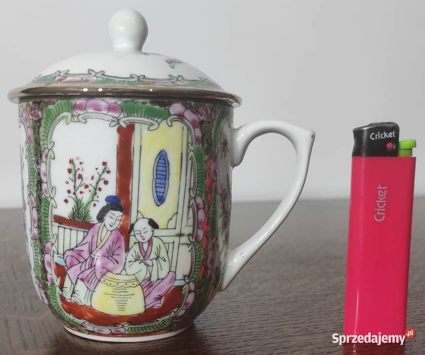 Famille Rose chiński kubek porcelanowy z Warszawa