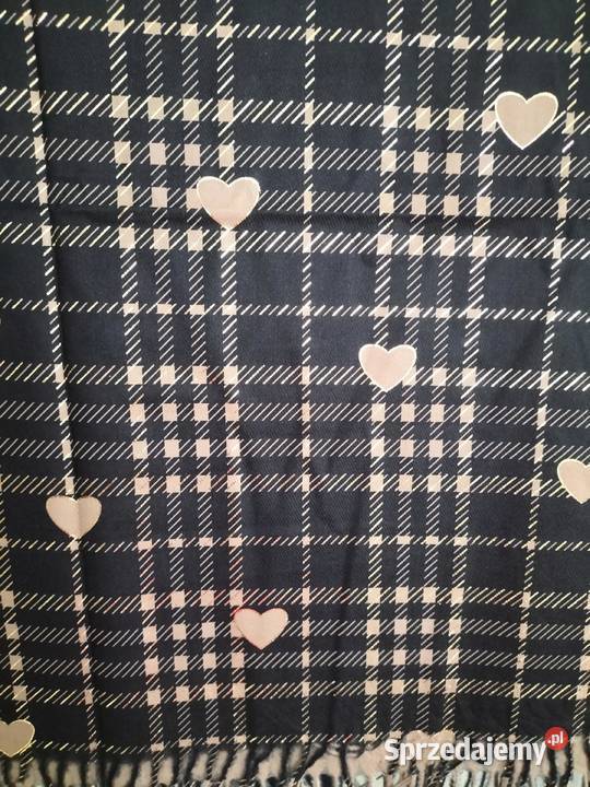 Chusta Szalik apaszkaserca na czarnym tle złote łódzkie Pątnów