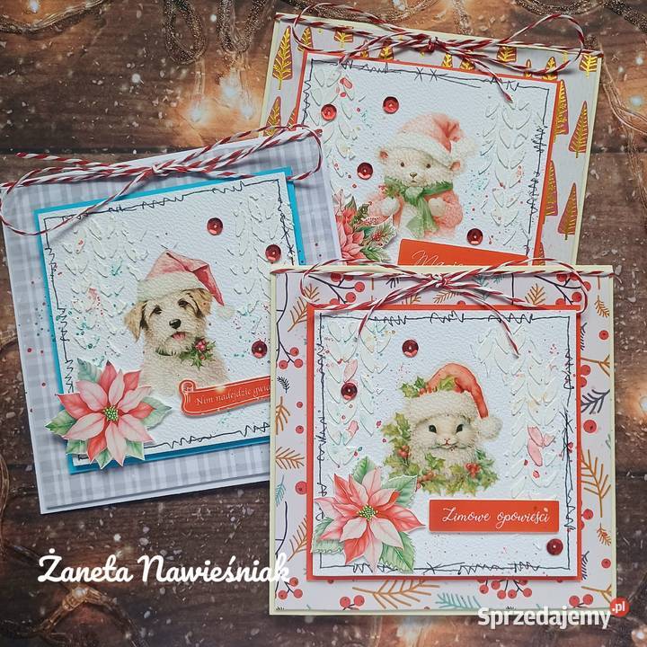 Kartki świąteczne różne wzory rękodzieło Mszana Dolna