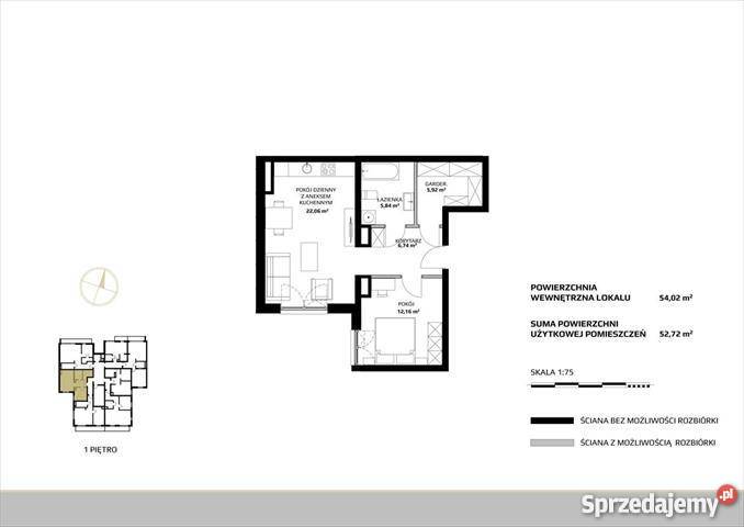 mieszkanie 54m2 1 pokój Warszawa Śródmieście mazowieckie