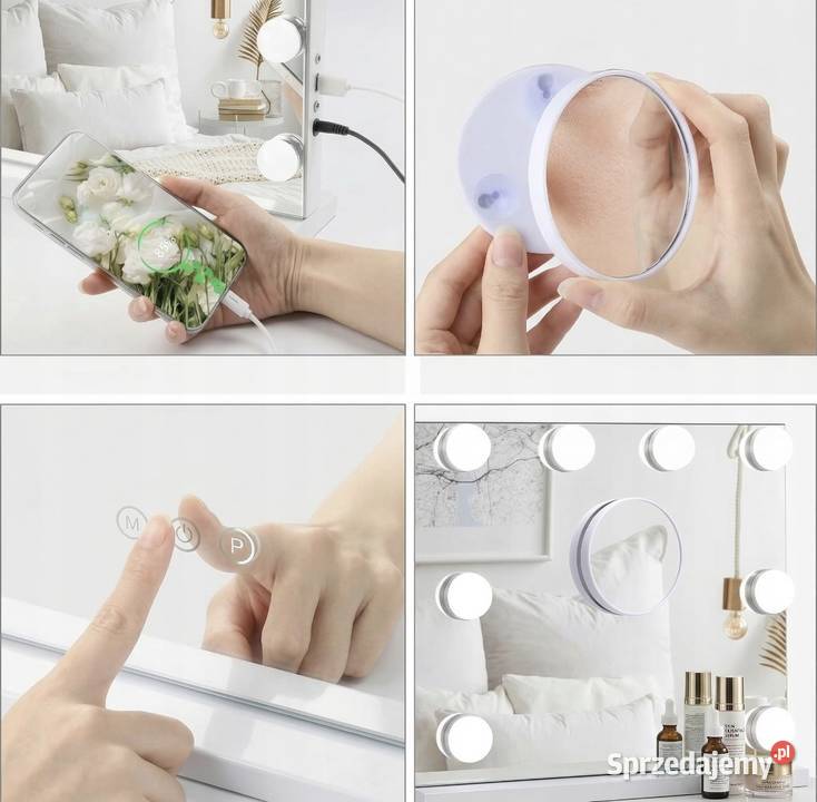 Lusterko Do Makijażu Hollywood Stojące biały Bełchatów