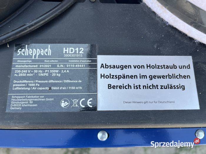 Odciąg do trocin Scheppach HD12 550W 1150 mh Tuliszków