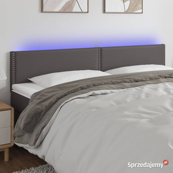 Zagłówek do łóżka z LED szary 180x5x7888 Ramy i stelaże Warszawa