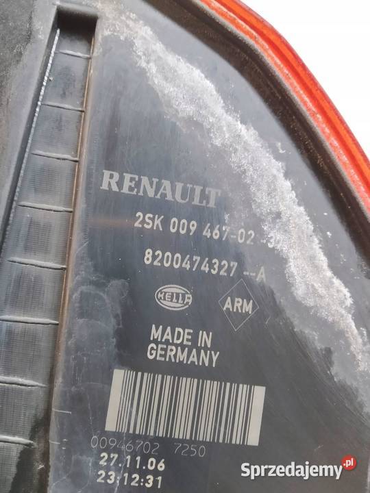 LAMPA TYŁ PRAWA LIFT EU 8200474327A Renault sprzedam