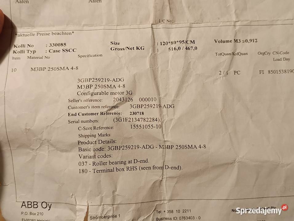 Silnik Elektryczny firmy ABB 90 KW Zmiennica sprzedam