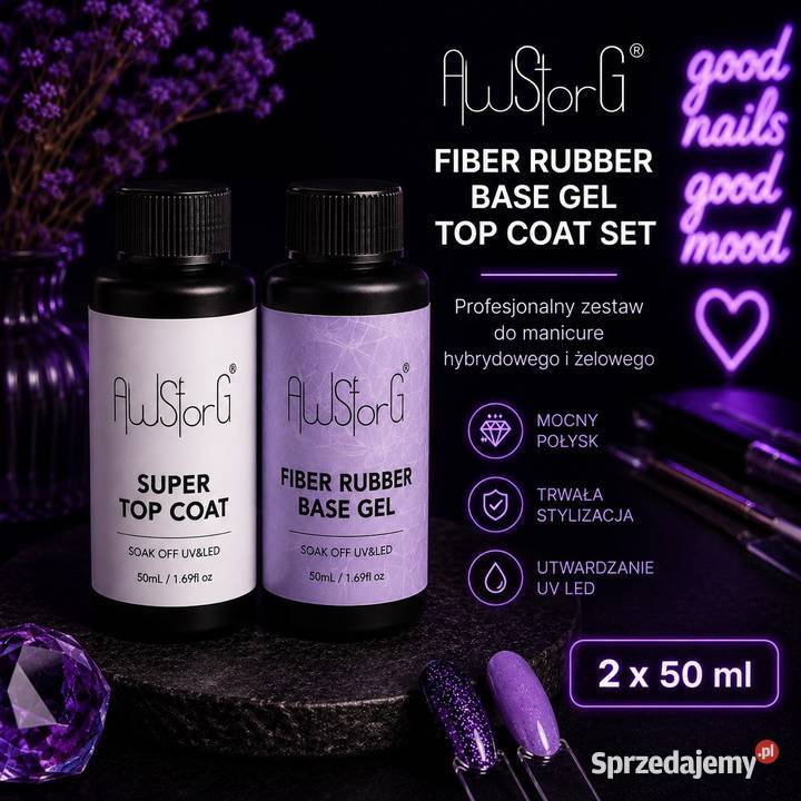 AuSforG Fiber Rubber Base Gel Top Coat Set Dla kobiet lubuskie Zielona Góra sprzedam