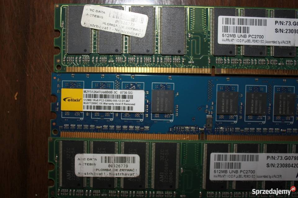 7 kości pamięci ddr2 sprawne mało używane mazowieckie