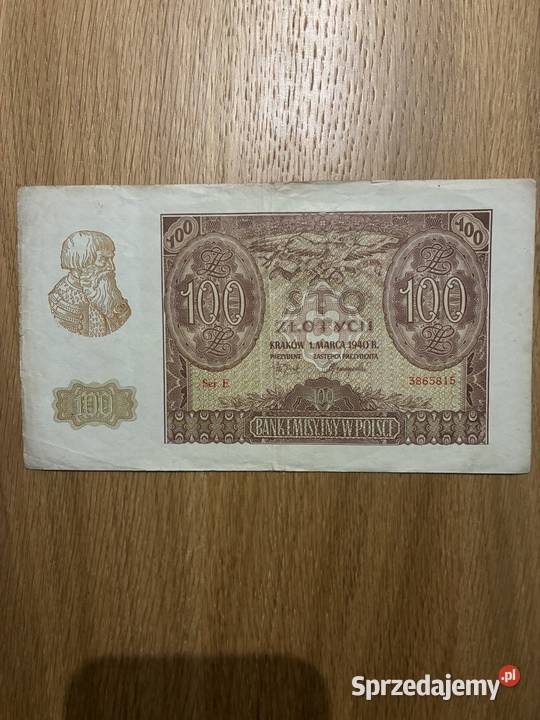 Banknot 100 zl 1940 Puławy