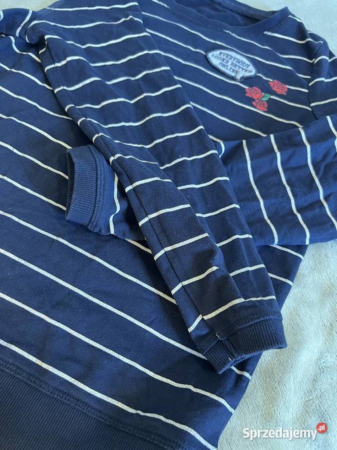 Bluza sweter granatowy bez kaptura w paski z Jasło